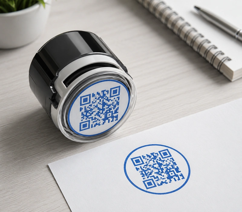 Печать с QR-кодом и синий оттиск