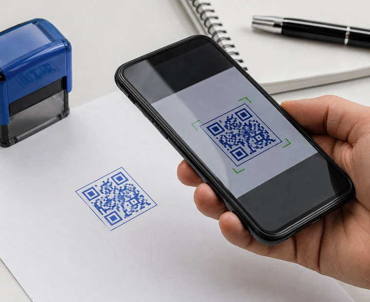 Сканирование QR-кода с оттиска печати смартфоном